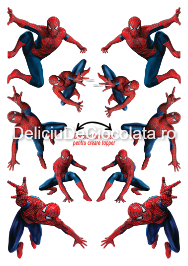 Vafa imprimata SpiderMan Model 4, 10 Decoruri fata-verso Topper Ø 6 - 9 cm, A4 [1]