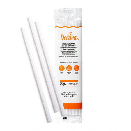 Accesorii Tort, Candy Bar, Bufet - Bastonase Plastic Tort Etajat, Ø 0.8 x L 30 cm, Set 8 Bucati