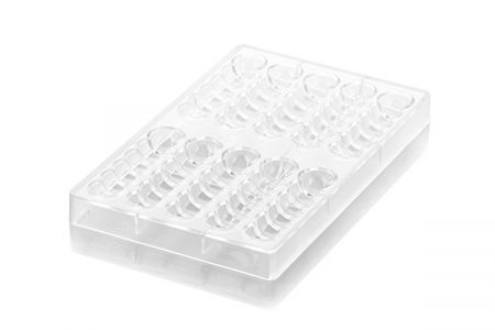 Matrite Tablete, Batoane, Snack Ciocolata - Batoane Ciocolata 11.5 x 2.5 x H 1.5 cm - Matrita Policarbonat Bubbles, 10 cavitati (CH012)