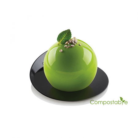 Accesorii Tort, Candy Bar, Bufet - Baza Plastic Prezentare Monoportii, Compostable Rotund Negru, Ø 8.6 cm, Set 100 Buc