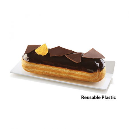 Accesorii Tort, Candy Bar, Bufet - Baza Plastic Prezentare Monoportii, Model Dreptunghi Alb, 14 x 4 cm, Set 100 Buc