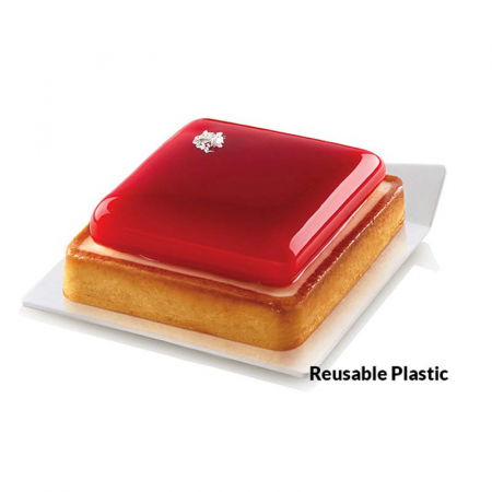 Accesorii Tort, Candy Bar, Bufet - Baza Plastic Prezentare Monoportii, Model Patrat Alb, 8.3 x 8.3 cm, Set 100 Buc