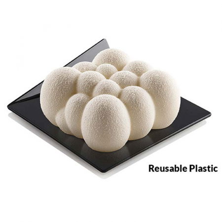 Accesorii Tort, Candy Bar, Bufet - Baza Plastic Prezentare Monoportii, Model Patrat Negru, 8.3 x 8.3 cm, Set 100 Buc