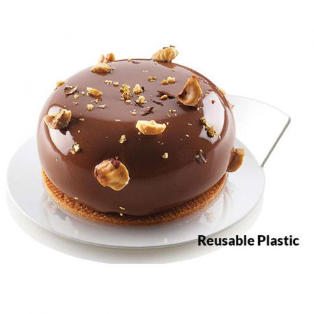 Accesorii Tort, Candy Bar, Bufet - Baza Plastic Prezentare Monoportii, Model Rotund Alb, Ø 8.6 cm, Set 100 Buc