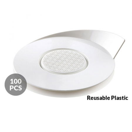 Accesorii Tort, Candy Bar, Bufet - Baza Plastic Prezentare Monoportii, Model Rotund Alb, Ø 8.6 cm, Set 100 Buc