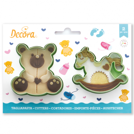 Decupatoare - Ursulet si Calut - Decupatoare Plastic Ø 7.5 si 8 x H 2.2 cm, 2 Buc 