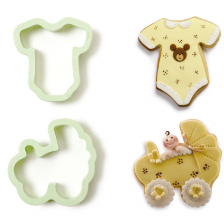 Decupatoare - Bebe, Body si Carucior - Decupatoare Plastic Ø 7.5 si 8 x H 2.2 cm, 2 Buc 