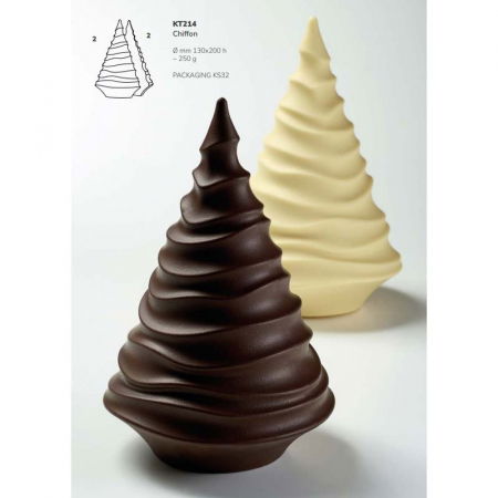 Ciocolaterie - Matrite, Ustensile - Brad Craciun Chiffon 3D Ø 13 x H 20 cm, Set Matrite Plastic 2 Subiecte Ciocolata