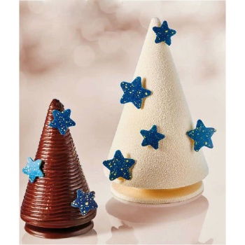 Ciocolaterie - Matrite, Ustensile - Brad Craciun Conic 3D, Ø12.3xh20.5 cm - Kit Matrite Plastic 2 Subiecte