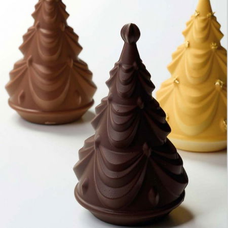 Ciocolaterie - Matrite, Ustensile - Brad Craciun Drappo 3D Ø 12 x H 20 cm, Set Matrite Plastic 2 Subiecte Ciocolata