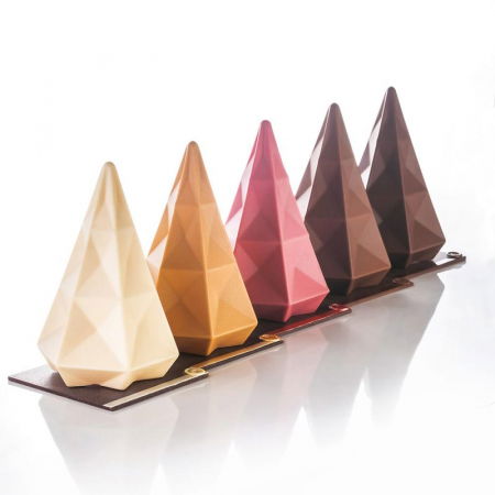 Ciocolaterie - Matrite, Ustensile - Brad Craciun Hexagon 3D Ø 13.5 x H 20 cm, Set Matrite Plastic 2 Subiecte Ciocolata