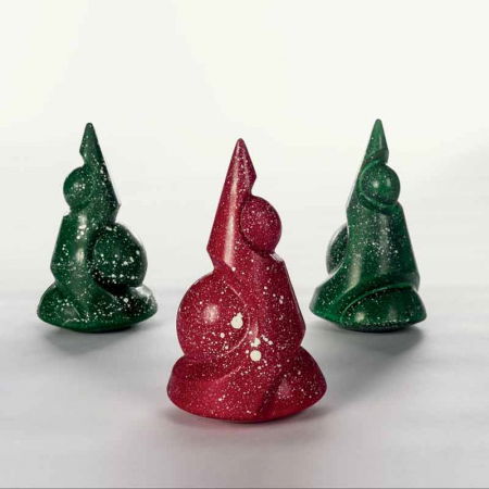 Ciocolaterie - Matrite, Ustensile - Brad Craciun Merlin 3D, Ø 12 x H 20 cm, Set Matrite Plastic 2 Subiecte Ciocolata