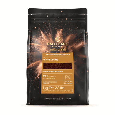 Cacao si Unt de Cacao - Cacao Pudra Alcalinizata 20-22%, Velvet Rouge Ultimate, 1 kg, Origine Camerun, Callebaut
