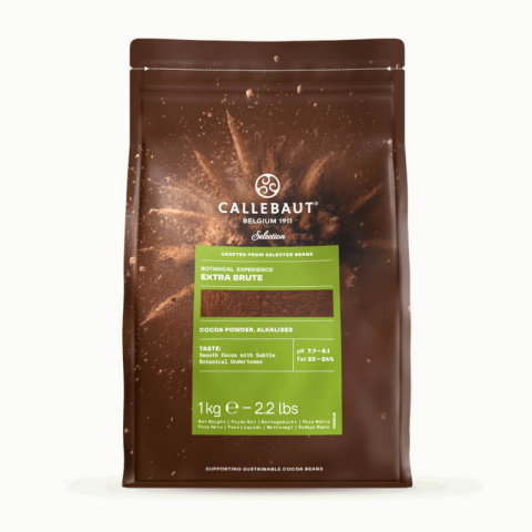 Cocoa and Cocoa Butter - Alkalized Cocoa Powder 22-24%, Botanical Extra Brute, 1 kg, Callebaut