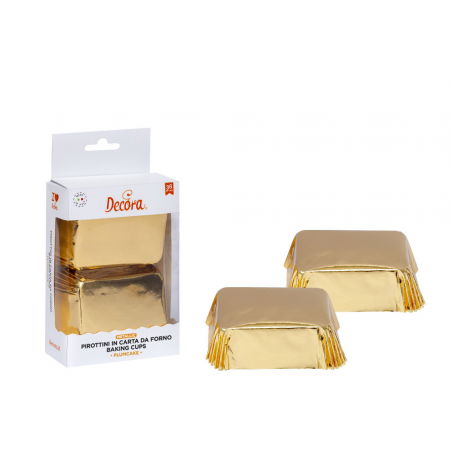 Accesorii Tort, Candy Bar, Bufet - Chese Dreptungh. Hartie Auriu Metalizat 8 x 5 x H 3.2 cm, 20 buc