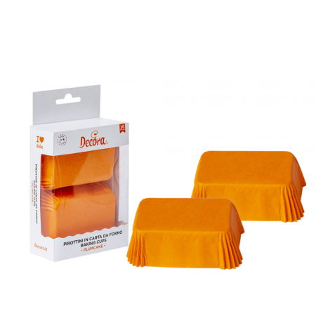 Accesorii Tort, Candy Bar, Bufet - Chese Dreptungh. Hartie Portocaliu 8 x 5 x H 3.2 cm, 36 buc