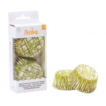 Accesorii Tort, Candy Bar, Bufet - Chese L Hartie Model Bambus, Ø 5 x H 3.2 cm, 36 buc