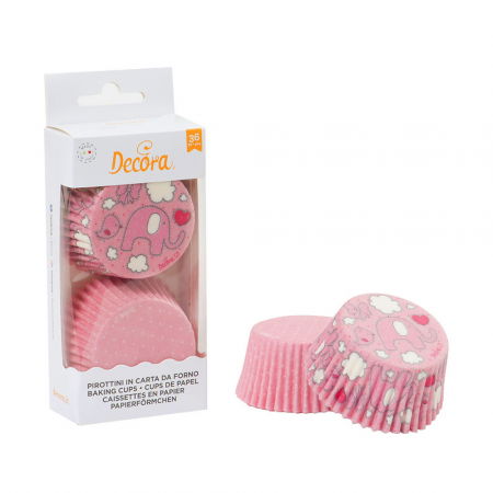 Accesorii Tort, Candy Bar, Bufet - Chese L Hartie Model Bebe Fetita, Ø 5 x H 3.2 cm, 36 buc