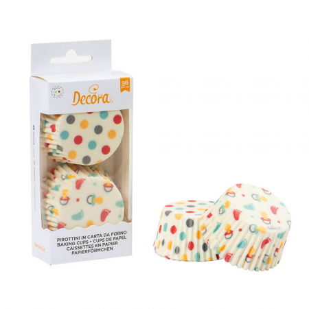 Accesorii Tort, Candy Bar, Bufet - Chese L Hartie Model Bebe Vintage, Ø 5 x H 3.2 cm, 36 buc