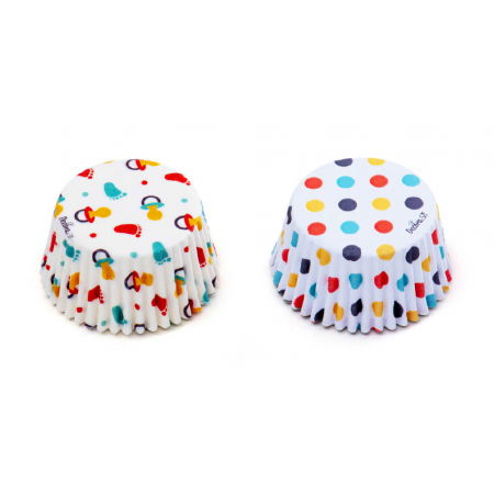 Accesorii Tort, Candy Bar, Bufet - Chese L Hartie Model Bebe Vintage, Ø 5 x H 3.2 cm, 36 buc