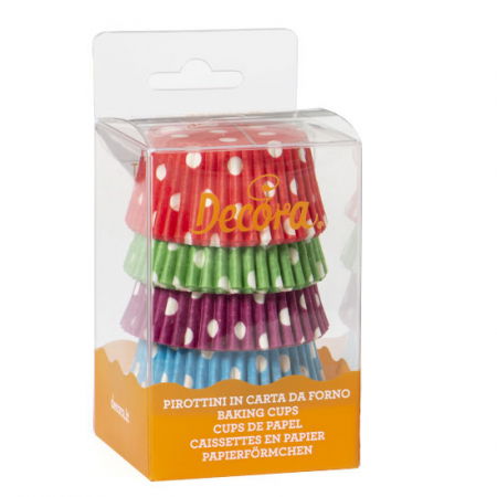 Accesorii Tort, Candy Bar, Bufet - Chese L Hartie Model Buline, ColorMix 4 Culori, Ø 5 x H 3.2 cm, 75 buc