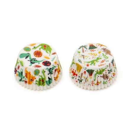 Accesorii Tort, Candy Bar, Bufet - Chese L Hartie Model Dinozauri, Ø 5 x H 3.2 cm, 36 buc