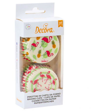 Accesorii Tort, Candy Bar, Bufet - Chese L Hartie Model Flamingo, Ø 5 x H 3.2 cm, 36 buc