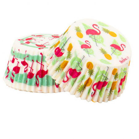 Accesorii Tort, Candy Bar, Bufet - Chese L Hartie Model Flamingo, Ø 5 x H 3.2 cm, 36 buc