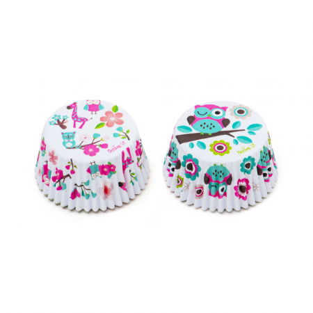 Accesorii Tort, Candy Bar, Bufet - Chese L Hartie Model Girafa si Bufnita, Ø 5 x H 3.2 cm, 36 buc