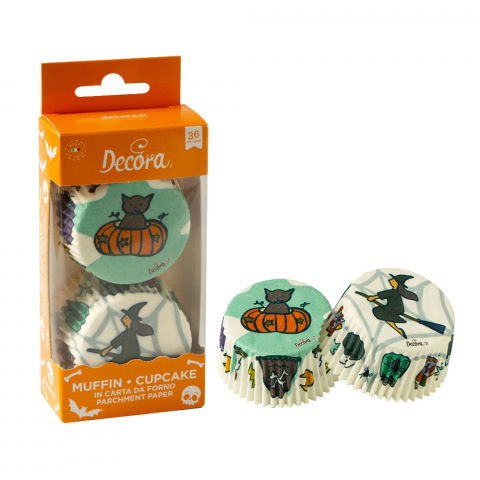 Accesorii Tort, Candy Bar, Bufet - Chese L Hartie Model Halloween, Ø 5 x H 3.2 cm, 36 buc