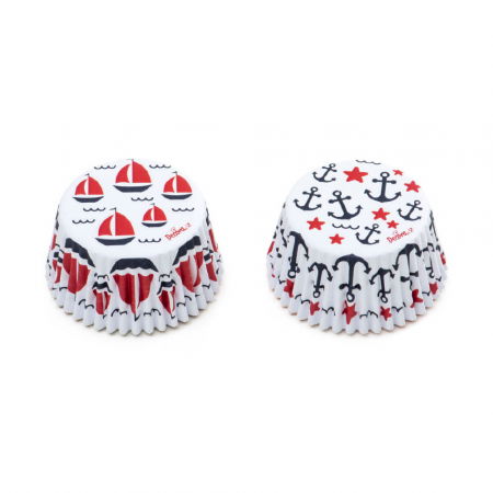 Accesorii Tort, Candy Bar, Bufet - Chese L Hartie Model Navy, Ø 5 x H 3.2 cm, 36 buc