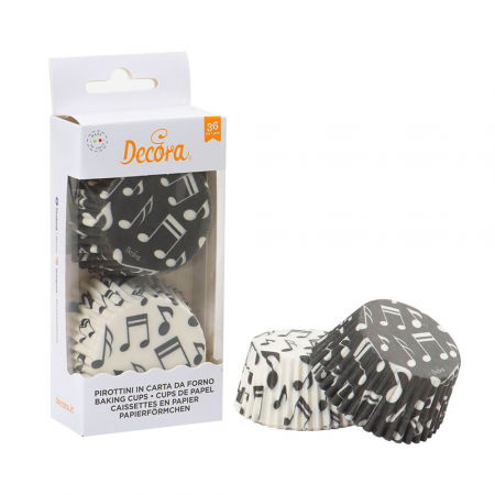 Accesorii Tort, Candy Bar, Bufet - Chese L Hartie Model Note Muzicale, 2 Culori, Ø 5 x H 3.2 cm, 36 buc