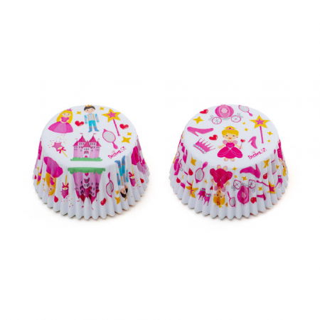 Accesorii Tort, Candy Bar, Bufet - Chese L Hartie Model Printesa, Ø 5 x H 3.2 cm, 36 buc