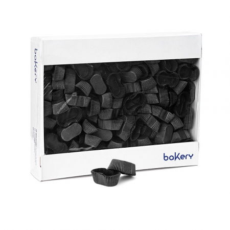 Accesorii Tort, Candy Bar, Bufet - Chese Ovale Hartie Negru, 4.5 x 2.5 x H 2 cm, 3000 buc