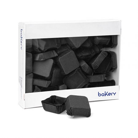 Accesorii Tort, Candy Bar, Bufet - Chese Patrate Hartie Negru, 3.5 x 3.5 x H 1.5 cm, 1500 buc
