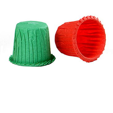 Accesorii Tort, Candy Bar, Bufet - Chese S Hartie Creponata ColorMix, Rosu si Verde, Ø 3 x H 3.5 cm, 35 buc