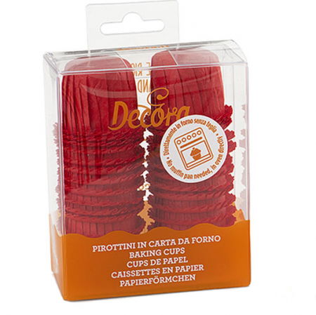 Accesorii Tort, Candy Bar, Bufet - Chese S Hartie Creponata Rosu, Ø 3 x H 3.5 cm, 35 buc