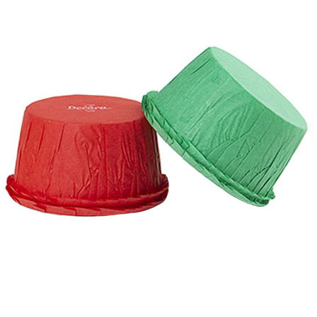 Accesorii Tort, Candy Bar, Bufet - Chese XL Hartie Creponata ColorMix, Rosu si Verde, Ø 5.5 x H 3.5 cm, 25 buc