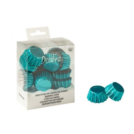 Accesorii Tort, Candy Bar, Bufet - Chese XS Hartie Bleu Metalizat, Ø 2.7 x H 1.7 cm, 180 buc