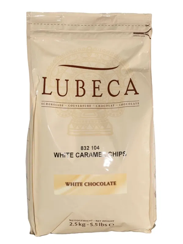 Ciocolata - Ciocolata Alba cu Caramel, 32%, 2.5 kg, Lubeca
