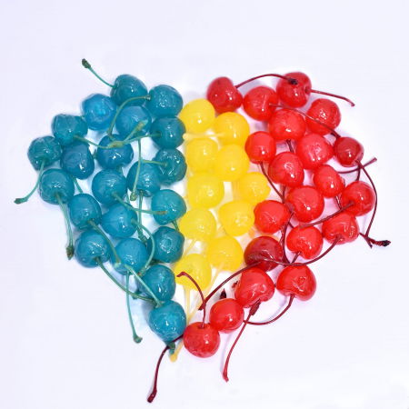 Flori, Fructe deshidratate, Liofilizate - Cirese Galbene confiate pentru cocktail cu codita in sirop