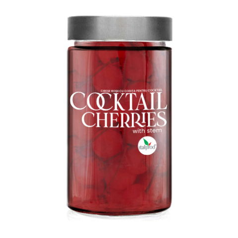 Flori, Fructe deshidratate, Liofilizate - Cirese Rosii confiate pentru cocktail cu codita in sirop