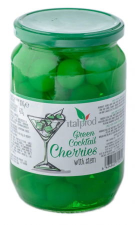 Flori, Fructe deshidratate, Liofilizate - Cirese Verzi confiate pentru cocktail cu codita in sirop