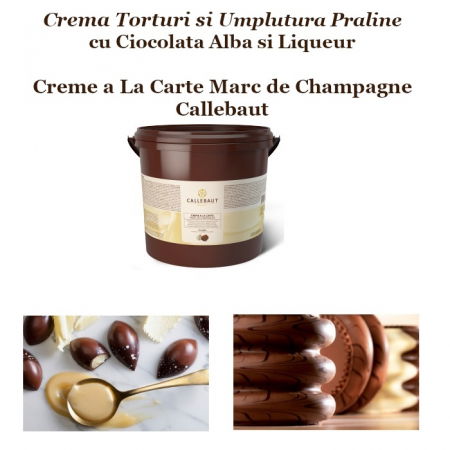 Glazuri, Napaj, Creme Cofetarie - Crema Torturi Ciocolata Alba si Liqueur, Creme a La Carte Marc de Champagne, Callebaut, 5 Kg