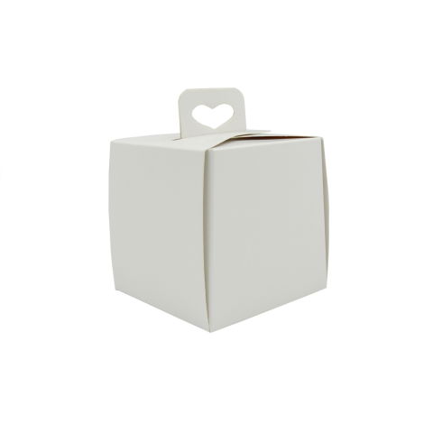 Ambalaje Bomboane, Prajituri, Torturi - Cutie Patrata Monoportie, Carton Alb 9 x 9 x H 9 cm