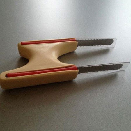 Cutit Crestare Paine cu 2 Lame Inox Fixe Zimtate L 8.5 cm [3]