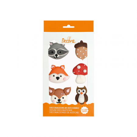 Decoratiuni Comestibile, Decor Tort - Decor Zahar - Animale Padure Ø 3.5 si 4 cm, 6 modele, 6 buc