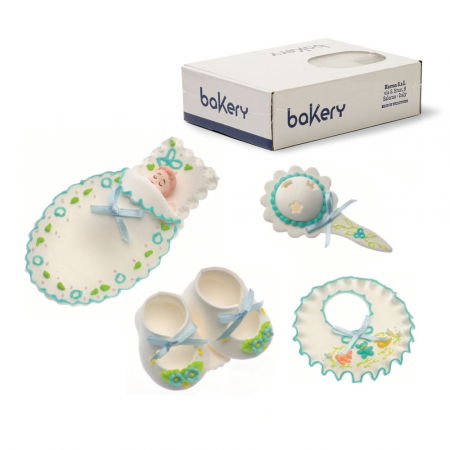 Decoratiuni Comestibile, Decor Tort - Decor Zahar - Bebelus Baietel Ø 6 - 11 cm, 4 modele, 4 buc