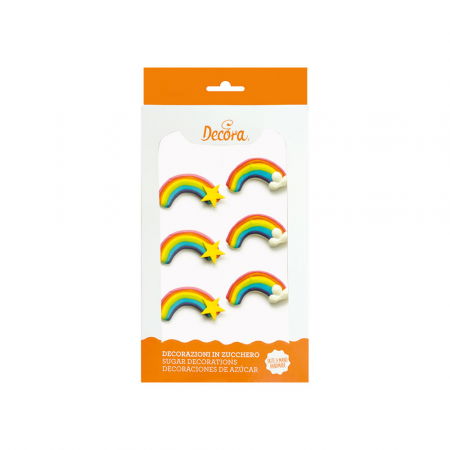 Decoratiuni Comestibile, Decor Tort - Decor Zahar - Curcubeu Ø 4.5 cm, 2 modele, 6 buc