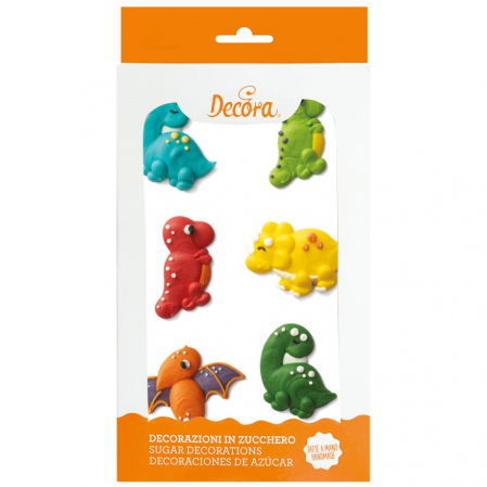 Decoratiuni Comestibile, Decor Tort - Decor Zahar - Dinozauri Ø 4 si 5 cm, 6 modele, 6 buc